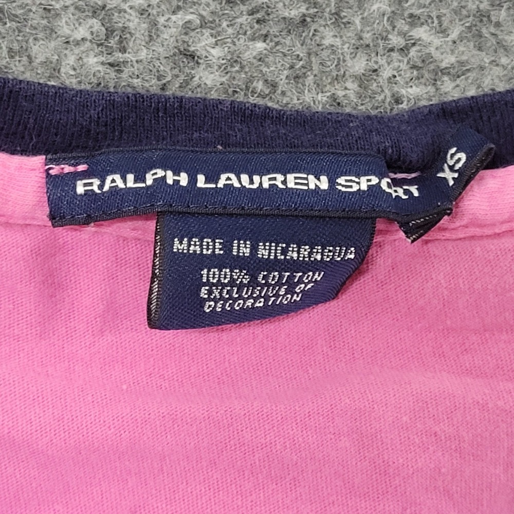 Ralph Lauren Sport T-Shirt Womens Size XS Pink V-Neck Cotton Pony Logo Preppy - Picture 4 of 6